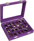Velvet Jewelry Box 24 Grid Jewelry Ring Display Organiser Box Tray Holder Earrings Storage Case for Girls Wife Mom Women (Purple)...
