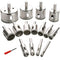 3 otters Diamond Drill Bit Set Hole, 15PCS Hole Saw Set for Glass, Marble, Granite Stone...