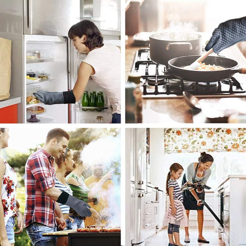 Comsmart BBQ Gloves, Heat Resistant Silicone Grilling Gloves, Long Waterproof BBQ Kitchen Oven Mitts with Inner Cotton Layer for Barbecue, Cooking...