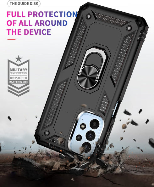 Military Grade Drop Impact for Samsung Galaxy A23 5G Case 360 Metal Rotating Ring Kickstand Holder Armor Heavy Duty Shockproof Case for Galaxy A23...