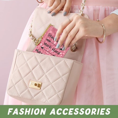 Credit Card Holder for Women, Small RFID Card Wallet Slim Leather Card Organizer Case with Zipper & Keychain(Work Hard)...