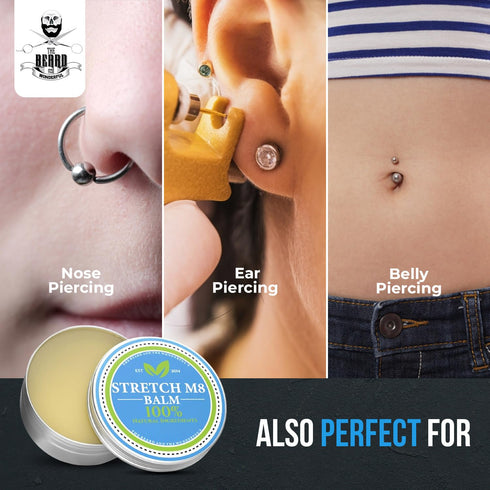 The Beard and The Wonderful Vegan Ear Stretching Balm - Aftercare for Piercings - 15ml - Lobe Stretching - Soothing Formula – All Natural Ingredie...