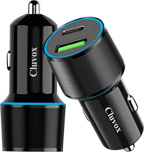 Cluvox 35W USB C Car Charger Adapter, Fast Charging Compatible for iPhone 15 Plus/Pro/Max/14/13/12/11/SE, Samsung Galaxy Phone Charger for Automob...