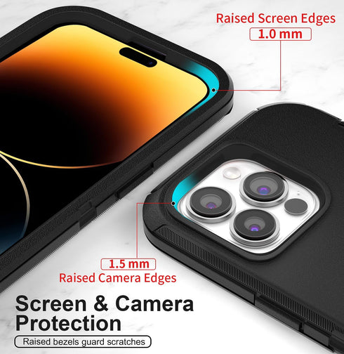 for iPhone 14 Pro Max Case 6.7" with Belt Clip Holster Kickstand, 2 Screen Protector & 2 Camera Lens Protector, Heavy Duty Full Body Protection Ph...