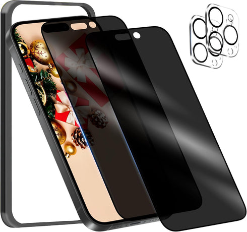 iPhone 15 Pro Max Privacy Screen Protector Tempered Glass with Camera Lens Protector Screen Saver Vidrio Templado Protector de Pantalla iPhone 15 ...