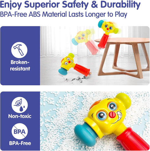 HOLA Toys for 1 Year Old Boy Birthday Gift - Hammer Baby Toys 12-18 Months, Musical 1 Year Old Toys with Light Flashing, Toys for 1 + Year Old Boy...