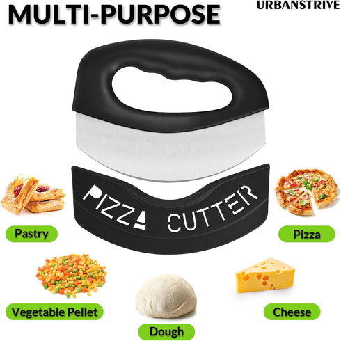 Urbanstrive Heavy Duty Stainless Steel Pizza Cutter with Cover, Super Sharp Blade Pizza Knife Pizza Cutter Rocker, Perfect Kitchen Gadgets for Piz...