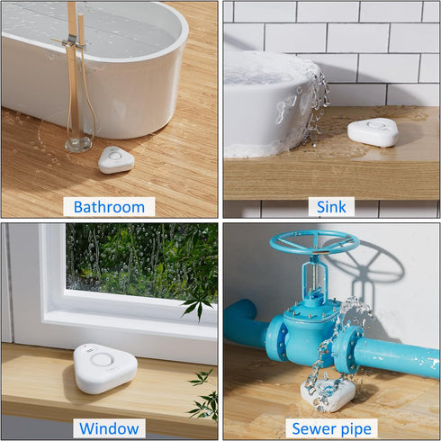 Water Sensor Alarm Leak Detector: 120db Water Leak Detector, Water Sensor Alarm for Home Basement Floor, Flood Leakage Drip Water Detection Alert ...