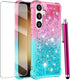 for Samsung Galaxy S24 Case with Screen Protector,Luxury Glitter Bling Liquid Floating Cute Women Girls Shockproof Slim Silicone Soft TPU Shockpro...