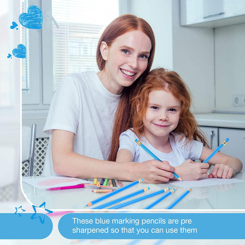12 Pieces Erasable Pencils Pencils Sharpened Pencils HB Pencils with Eraser Wood Correcting Pencils Checking Pencils (Blue)...