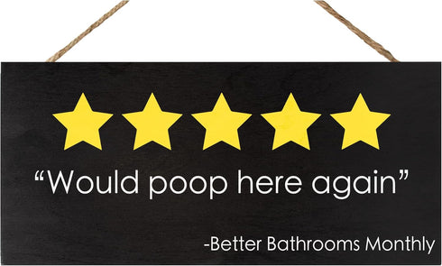 JennyGems Funny Bathroom Decor, Would Poop Here Again Bathroom Sign Funny Decorations, Wall Hanging...