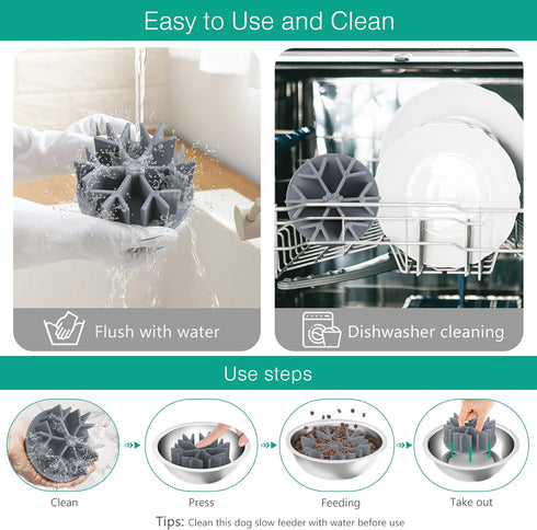 ORIA Slow Feeder Dog Bowls Insert, Puzzle Feeder Insert for Dog, Soft Silicone Slow Eating Puppy Food Bowl, Washable Slow Eating Dog Bowl with Suc...
