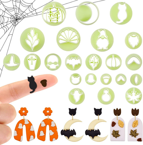 Tessco Set of 22 Small Polymer Clay Cutters for Earrings Valentine Mini Polymer Clay Molds Elf Pumpkin Heart Shaped Clay Earring Cutters for Jewel...