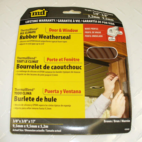 M-D Building Products 43848 All-Climate Thermalblend Weatherseal - Wave Profile, 17 Feet, Brown...