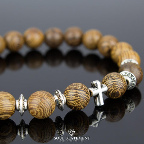 Wood Beaded Cross Bracelet for Men: Confirmation Gifts for Boys First Communion Religious Cross Statement...