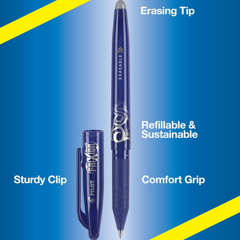 PILOT FriXion Ball Erasable & Refillable Gel Ink Stick Pens, Fine Point, Blue Ink, 8-Pack...