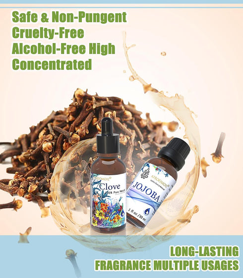 30+30ml Travel Size Clove Bud Jojoba Essential Oil Set 100% Natural Premium Jojoba Essential Oil Set for Diffuser Aromatherapy Oil...