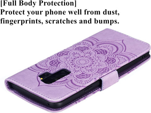 EYZUTAK Mandala Case for Samsung Galaxy S9, Premium Leather Flip Wallet Card Slots Magnetic Stand Protective Cover Ultra Slim Case with Lanyard, E...