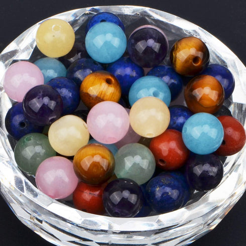 Natural Stone Beads 200pcs Mixed 8mm Round Genuine Real Beading Loose Gemstone Hole Size 1mm DIY Charm Smooth Beads for Bracelet Necklace Earrings...