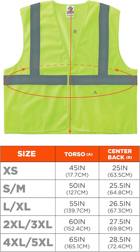 Ergodyne unisex adult Hook & Loop Closure Vest, Lime, 4X-Large-5X-Large...