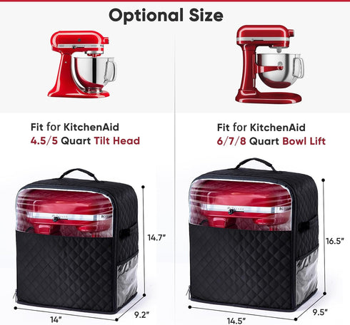 BAGSPRITE Stand Mixer Cover with Appliance Sliders Base Compatible with KitchenAid Mixer-Storage Bag for 6/7/8 Quart with Pockets for Kitchen Aid ...