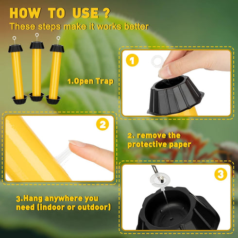 Fly Traps for Indoor Outdoor Hanging Fly Stick Sticky Mosquito Trap Fruit Fly Stick Trap Home Insect Fly Sticky Trap, 10 x 2.5 Inches (Yellow,4 Pc...