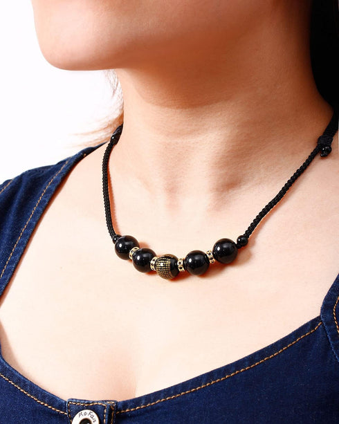 Natural Black Obsidian Choker Necklaces for Women Lucky Stone Healing Crystals Gemstone Beads Balance Necklace for Men...