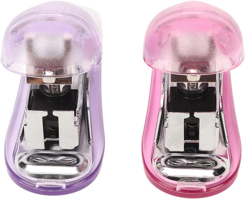 Hand Stapler, 2-Piece Mini Stapler with Pin Puller for Binding Documents (Purple Pink)...