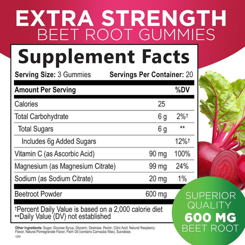 Beet Root Soft Chews with Beetroot - Energy & Heart Health Support Supplement, Supports Nitric Oxide Production, Vegan, Non-GMO, Superfood Beets R...
