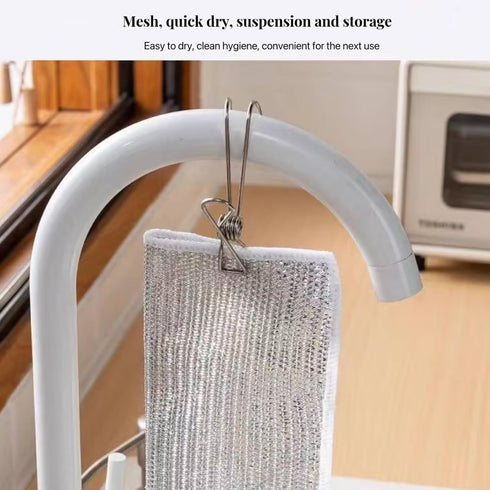 Multipurpose Wire Dishwashing Rag, 6PCS Non-Scratch Wire Dishcloth, Silver Wire Mesh Knit Cleaning Cloth for Wet and Dry, Steel Wire Dish Towel Fo...