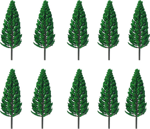 10Pcs Model Pine Cedar Trees 1:25 Green Architecture Tree for O G Scale Railway DIY Scenery Landscape Layout Natural Green 16cm/6.3inch...