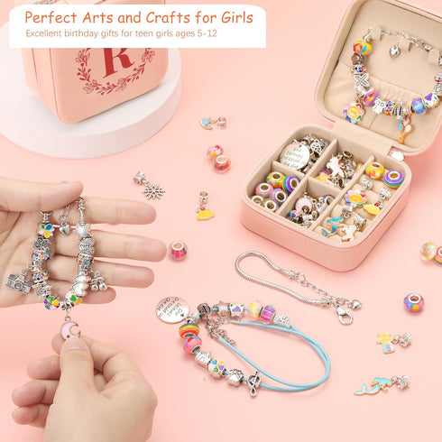 Charm Bracelet Making Kit for Girls 3-12, Kids Jewelry Making Kit 66Pcs Jewelry Kits for Girls Ages 8-12 Jewelry Maker Craft Necklace Birthday Chr...