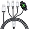 Multi Charging Cable for Apple Watch, Magnetic Wireless Charger, 4 in 1 Nylon Braided Cord for Multiple Devices, USB C/Micro Port/Compatible with ...