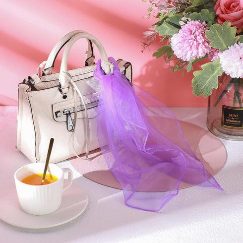 Haysandy 12 Pcs 50s Retro Chiffon Sheer Square Neck Head Scarf for Women Handkerchief Lightweight Satin Ribbon Scarf Hemmed Sheer Neck Scarf Juggl...