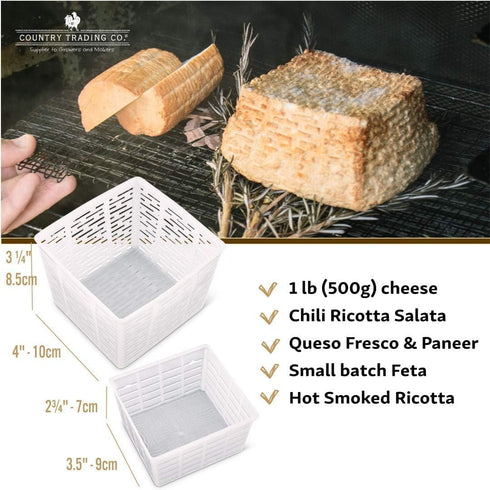 Country Trading Co. Cheesemaking Molds Set of 5 - Ricotta Cheese Draining Baskets for Home Cheese making Made in Italy...