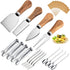 Cheese Knives Set with Wooden Handle, Mini Steel Stainless Cheese knife set for Charcuterie and Cheese spread Mini Serving Tongs Spoons Forks Toot...