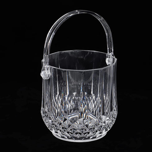 Zerodis Plastic Ice Bucket, Household 1.8L Transparent Acrylic Ice Bucket with Carry Handle Champagne Wine Beer Drinks Cooler for Families Parties...