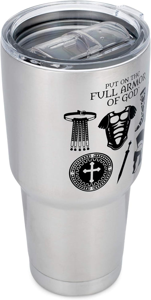 Dicksons Armor Of God Silver Toned 30 Ounce Stainless Steel Travel Tumbler...