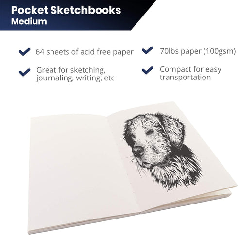 LayFlat Sketchbook - 5.5 x 8.25 Inches - Black Blank Note Book, 64 Sheets, Thick 100gsm Paper…...