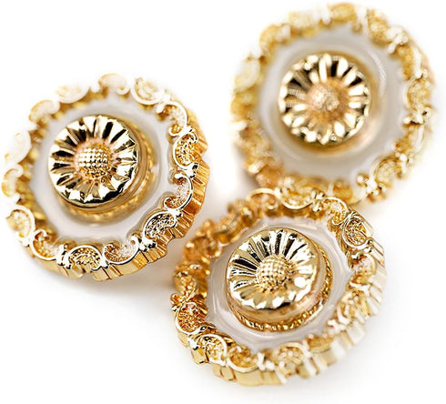 Vintage Diecast Metal Sunflower Theme Sewing Shank Buttons 10 Pcs- 20mm, 13/16"...