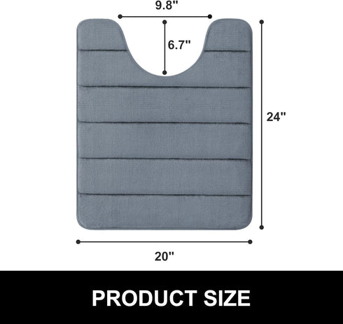 Colorxy Memory Foam Toilet Rug U-Shaped 24x20, Ultra Soft and Absorbent Bathroom Rugs, Non-Slip Toilet Bath Mat, Machine Wash Dry, Contour Bath Ru...
