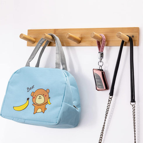 Wall Mounted Coat Rack, 5-Pegs Bamboo Entryway Hat Rack for Wall, Hooks for Hanging Coats and Jackets, Bathroom Kitchen Towel Rack Wall Hangers fo...