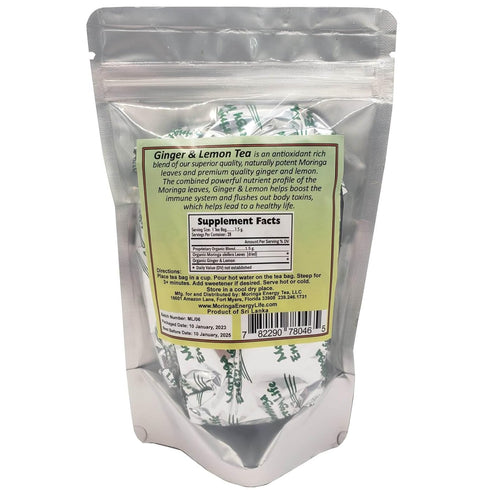 Moringa Ginger Lemon Tea 28 tea bags (Keto, Detox, Paleo, Vitamin & Minerals Booster, Vegan, Gluten-Free, Non-GMO, Caffeine-Free)...