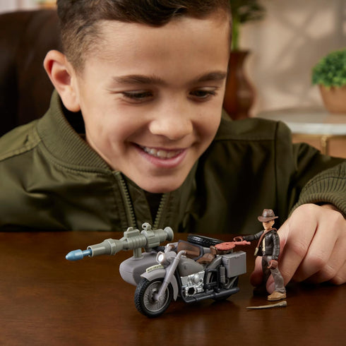Indiana Jones Worlds of Adventure with Motorcycle and Sidecar Action Figure Set, 2.5-inch, Action Figures, Ages 4 and Up...