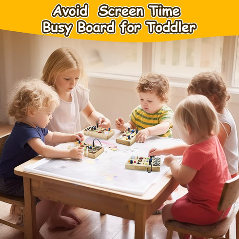 Joyreal Montessori Busy Board Toy for Toddlers, LED Wooden Sensory Board with 8 Switch Light Designs, Early Activity Motor Skills Educational Toys...