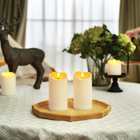 Homemory 6"x3" Outdoor Waterproof Flameless Candles, LED Candles, Battery Operated Candles with Remote and Timers, Electric Fake Plastic Pillar Ca...