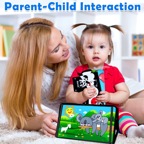 Baby Toys 0-6 Months - Tummy Time Mirror Toys with Cloth Books & Teethers - Montessori Infant Toys for Babies 0 3 6 9 Months - High Contrast Newbo...