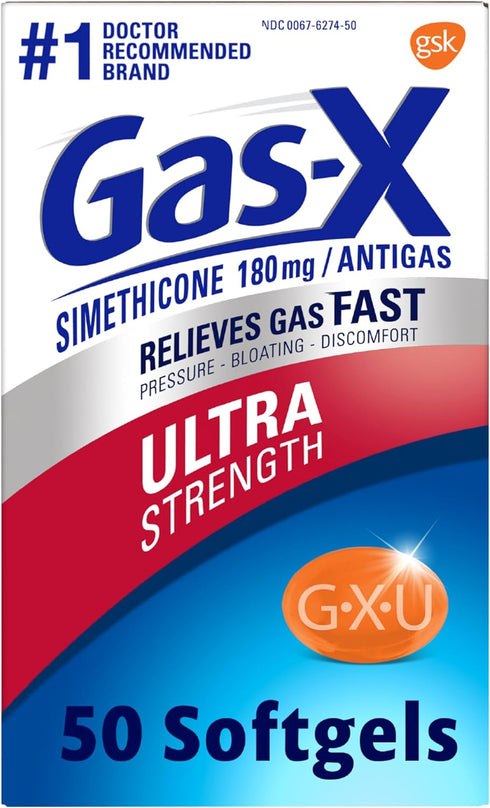 Gas-X Ultra Strength Gas Relief Softgels with Simethicone 180 mg for Bloating Relief - 50 Count...