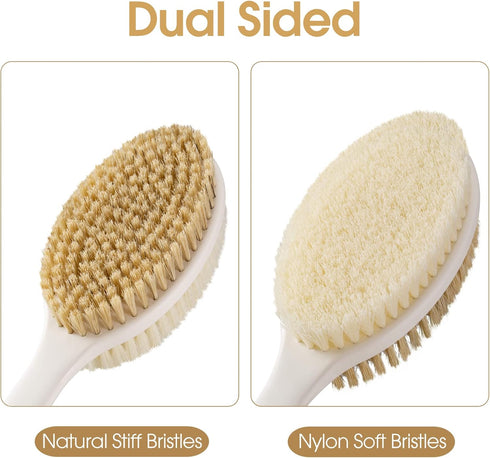 Body Scrubber Anti Slip for Shower,Shower Brush Long Handle with Stiff and Soft Bristles,Body Wash Exfoliating Back Scrubber for Bath or Dry Brush...