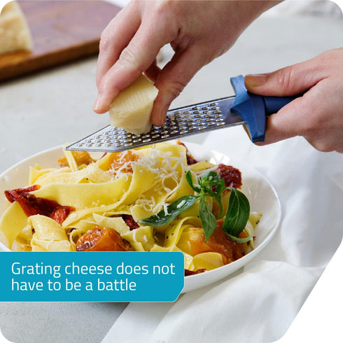 PELEG DESIGN – Gratiator Small Cheese Grater Stainless Steel Sword-Shaped Grating Utensil Lemon Zester Tool with Royal Blue Plastic Handle | Mini ...